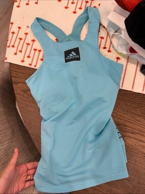 adidas Aqua Blue Racerback Athletic Tank